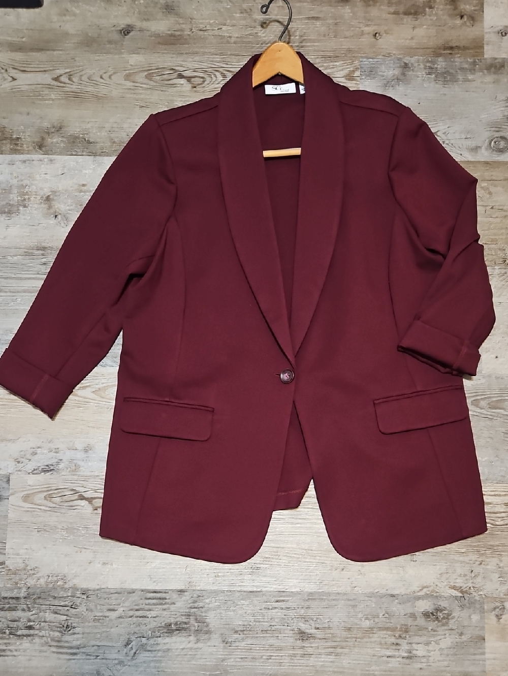 SG Tailored Susan Graver Maroon Red Blazer Jacket XL